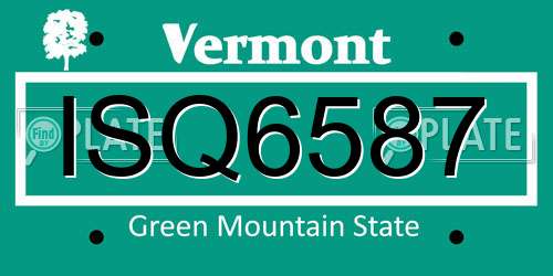 ISQ6587 Vermont License Plate