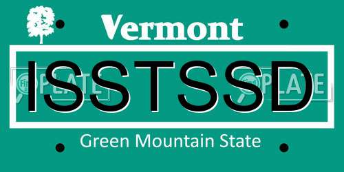 ISSTSSD Vermont License Plate