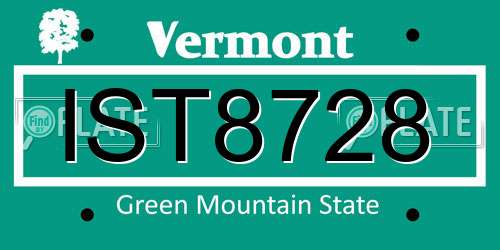 IST8728 Vermont License Plate