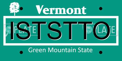ISTSTTO Vermont License Plate