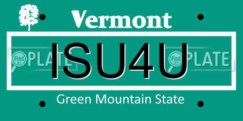 ISU4U Vermont License Plate