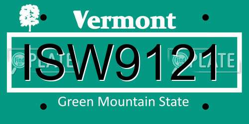 ISW9121 Vermont License Plate