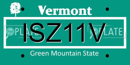 ISZ11V Vermont License Plate