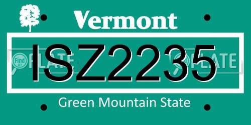 ISZ2235 Vermont License Plate
