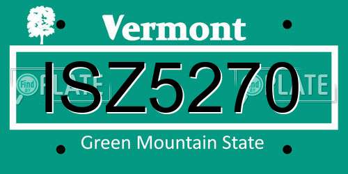 ISZ5270 Vermont License Plate