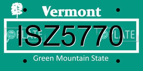 ISZ5770 Vermont License Plate