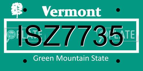 ISZ7735 Vermont License Plate