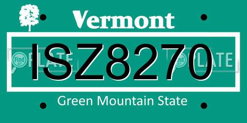 ISZ8270 Vermont License Plate