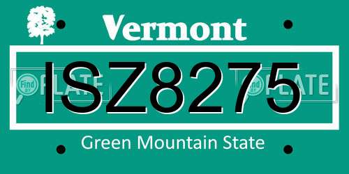 ISZ8275 Vermont License Plate