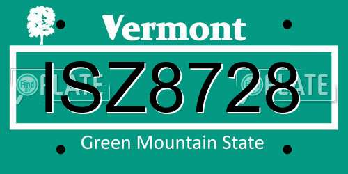 ISZ8728 Vermont License Plate