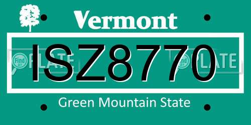 ISZ8770 Vermont License Plate