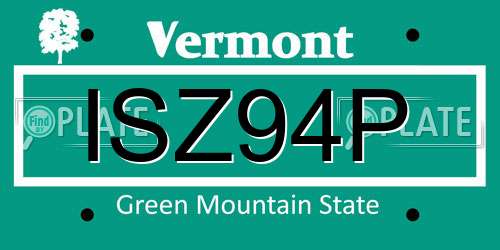 ISZ94P Vermont License Plate