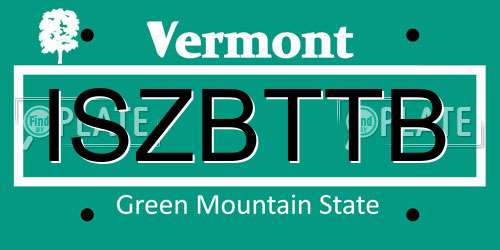 ISZBTTB Vermont License Plate