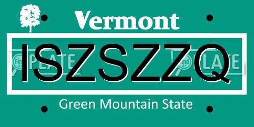 ISZSZZQ Vermont License Plate