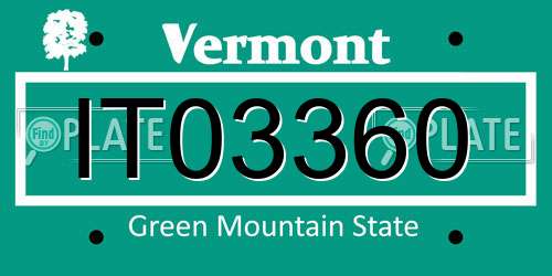 IT03360 Vermont License Plate