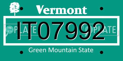 IT07992 Vermont License Plate