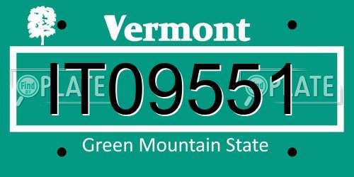 IT09551 Vermont License Plate