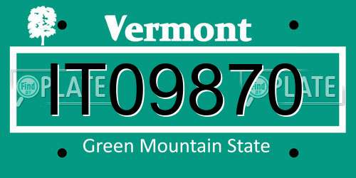 IT09870 Vermont License Plate