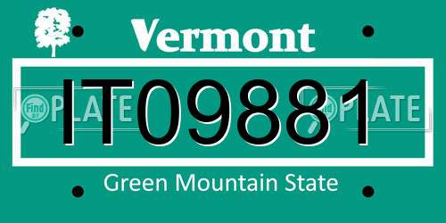 IT09881 Vermont License Plate