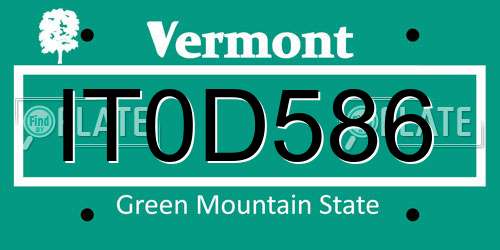 IT0D586 Vermont License Plate