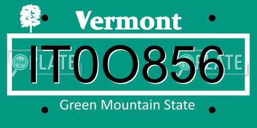 IT0O856 Vermont License Plate