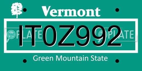 IT0Z992 Vermont License Plate