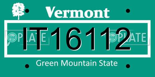 IT16112 Vermont License Plate