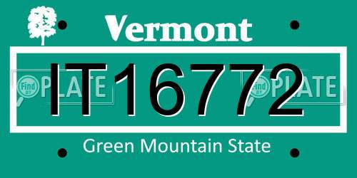 IT16772 Vermont License Plate