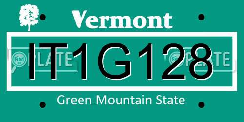 IT1G128 Vermont License Plate