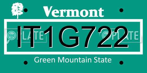 IT1G722 Vermont License Plate