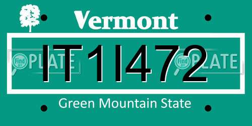 IT1I472 Vermont License Plate