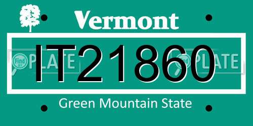 IT21860 Vermont License Plate