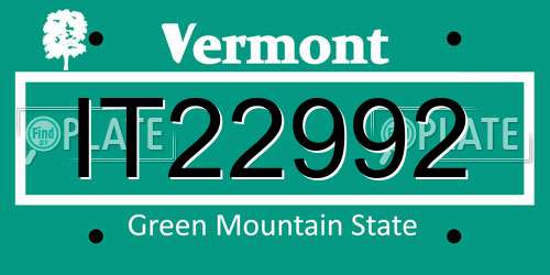 IT22992 Vermont License Plate
