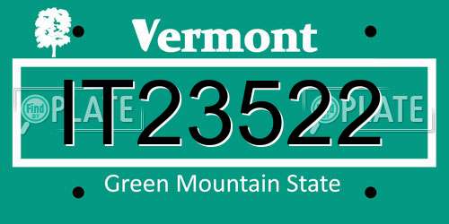 IT23522 Vermont License Plate