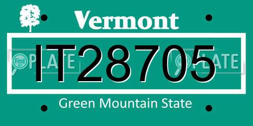 IT28705 Vermont License Plate