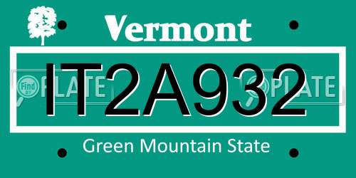 IT2A932 Vermont License Plate