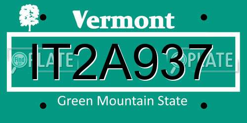 IT2A937 Vermont License Plate