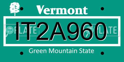 IT2A960 Vermont License Plate