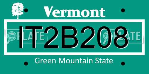 IT2B208 Vermont License Plate