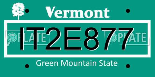 IT2E877 Vermont License Plate