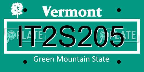 IT2S205 Vermont License Plate