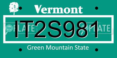 IT2S981 Vermont License Plate