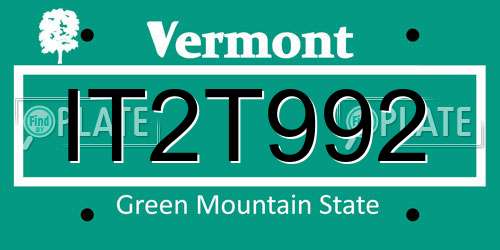 IT2T992 Vermont License Plate