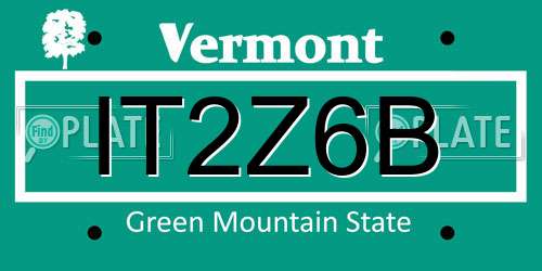 IT2Z6B Vermont License Plate