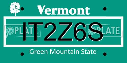 IT2Z6S Vermont License Plate