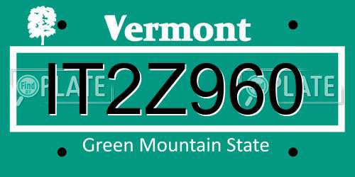 IT2Z960 Vermont License Plate