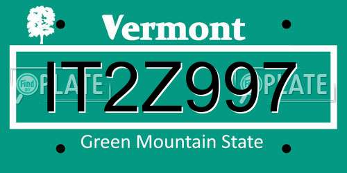 IT2Z997 Vermont License Plate