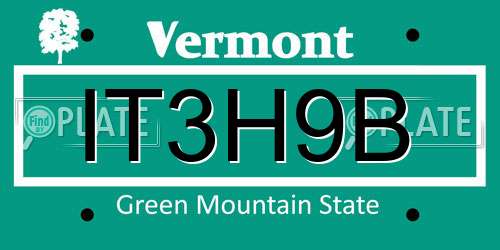IT3H9B Vermont License Plate