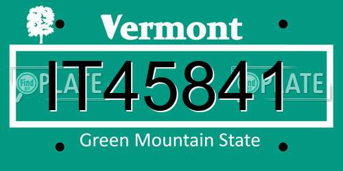 IT45841 Vermont License Plate