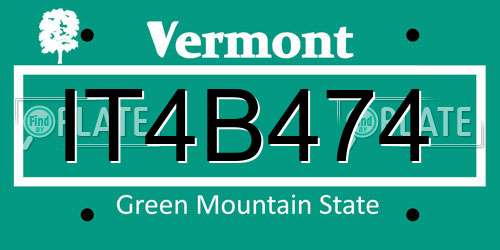 IT4B474 Vermont License Plate